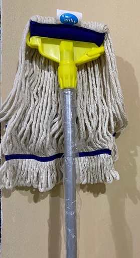 AQUA MOP Cotton Mop Head (Round) with Plastic Holder and Aluminum Stick , 150 cm