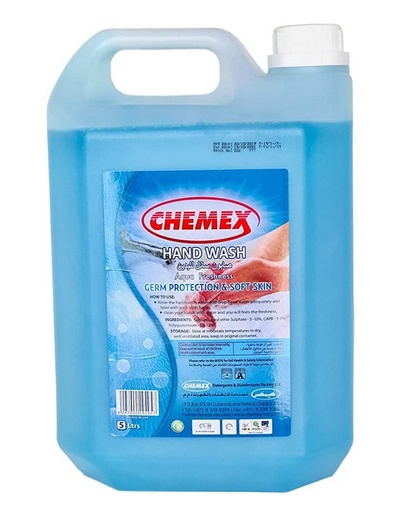 CHEMEX Handwash Germ Protection & Soft Skin , Aqua Fresh , 5Liters ( Case of 4)
