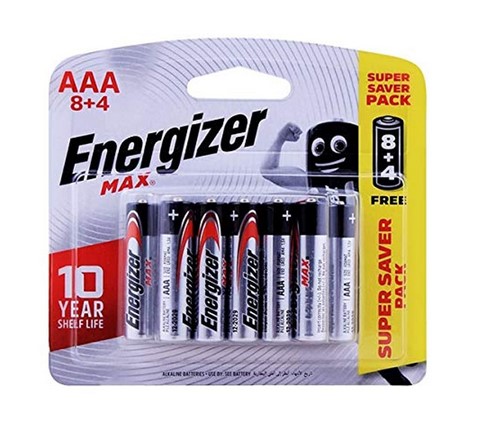 Energizer E92BP12 Alkaline AAA Max Battery Value Pack (8 + 4 Free)