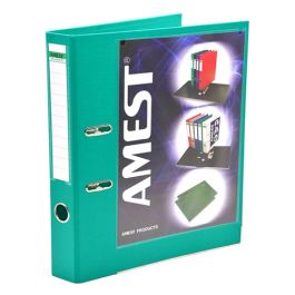 Amest Plastic Box File - Broad(8cm) Spine, F/S, Green (Pack of 10)