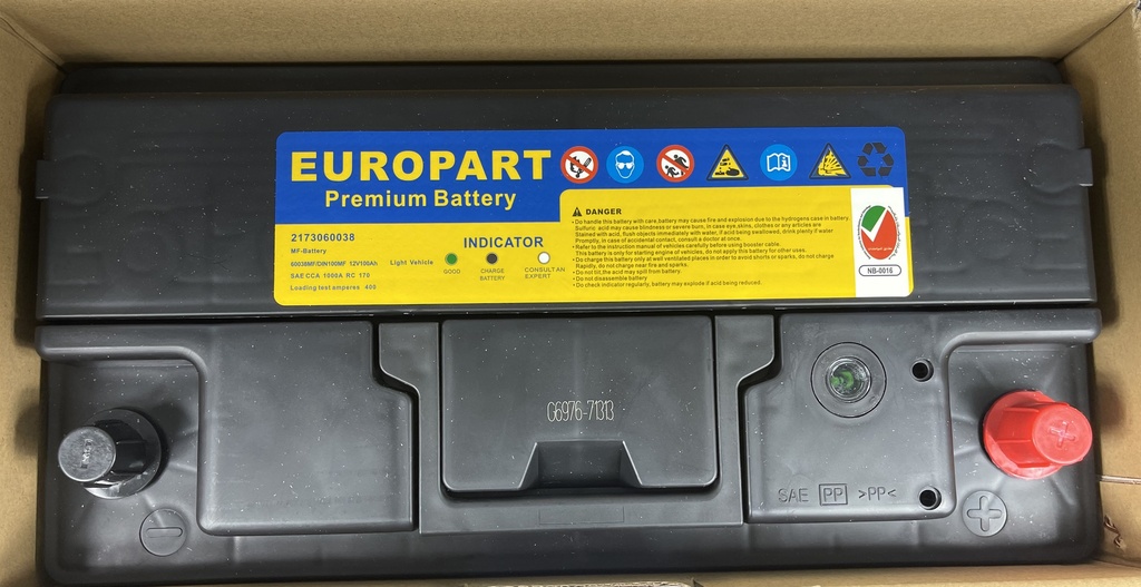 MF Light Vehicle Battery 12V 100Ah (60038MF / DIN100MF)