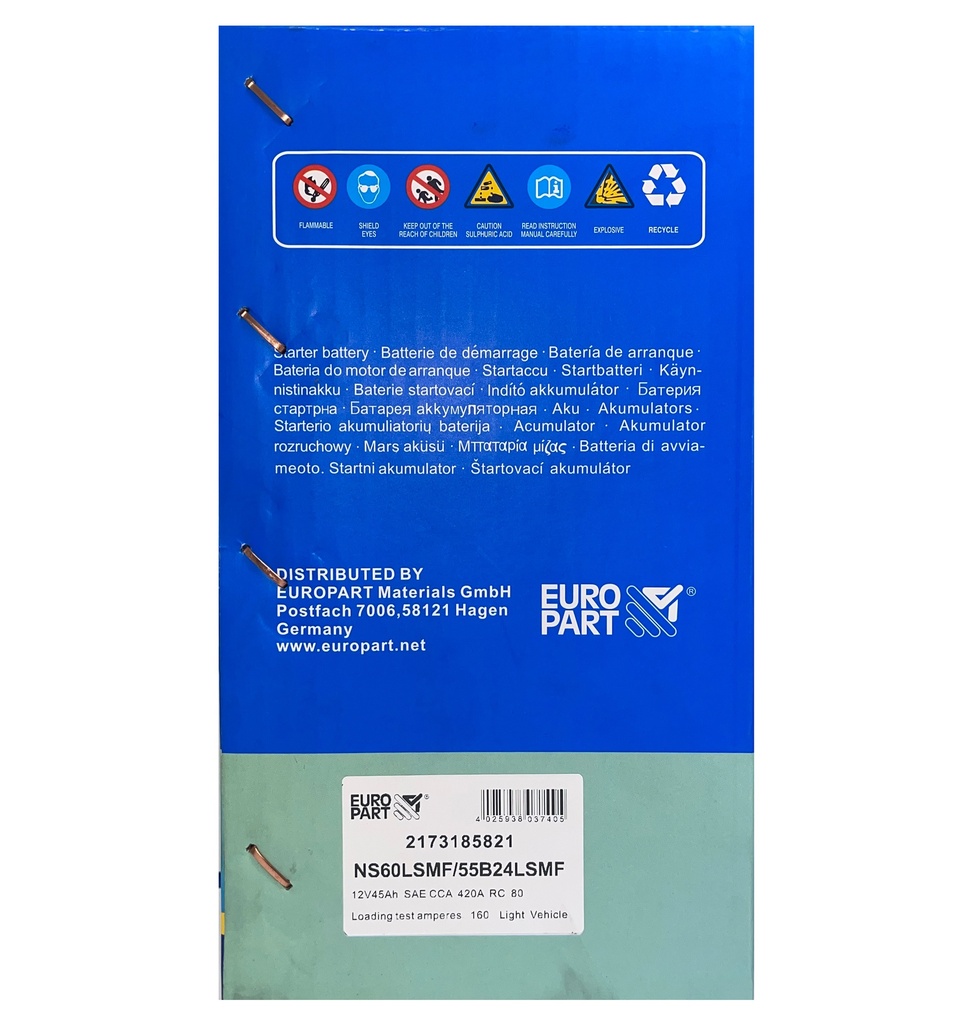 MF Light Vehicle Battery 12V 45Ah (NS60LSMF / 55B24LS)