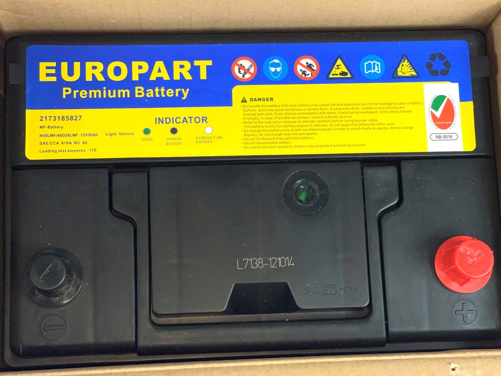 MF Light Vehicle Battery 12V 50Ah (N50L AMP/MF)