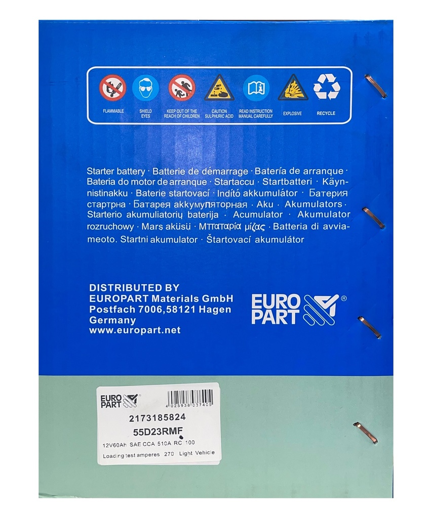 MF Light Vehicle Battery 12V 60Ah (N55D23R AMP/MF)