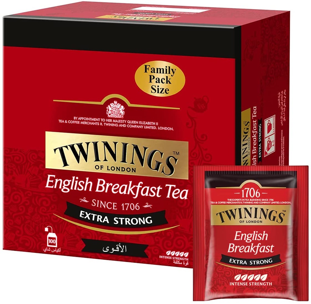 TWININGS ENGLISH BREAKFAST TEA 100 TEA BAGS (Pack of 4)