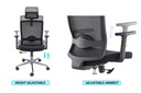 MHM SleekLine T01B High Back Ergonomic Office Mesh Chair - Black
