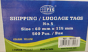 FIS FSSG05 No.5 Paper Luggage Yellow Tags, 115mm x 60mm (500pieces)