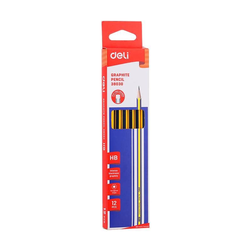 Deli E38030 Deli Graphite Pencil With Non-Toxic PVC-Free Eraser (Pack of 24)