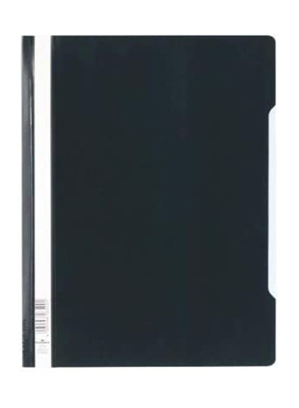 Durable 2570 Clear View Folder with Fastener, Black (Pack of 50)