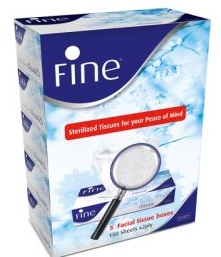 FINE Classic Facial Tissue Box , 2ply ,150 Sheets (Box of 5)