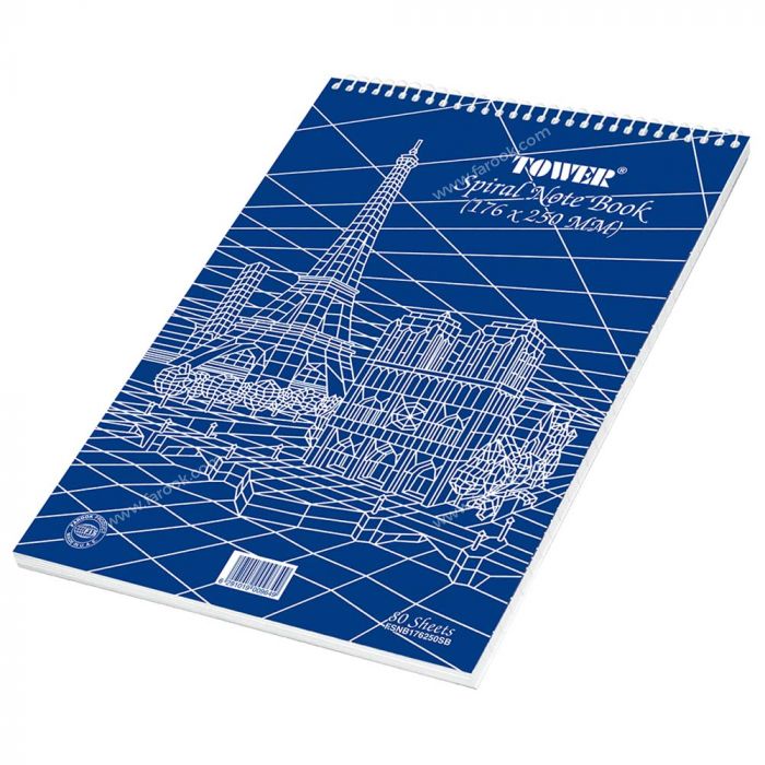 FIS FSNB176250SB Spiral Notebook - Tower, Top Bound,  A4  , 176 x 250mm , (Pack of  10)