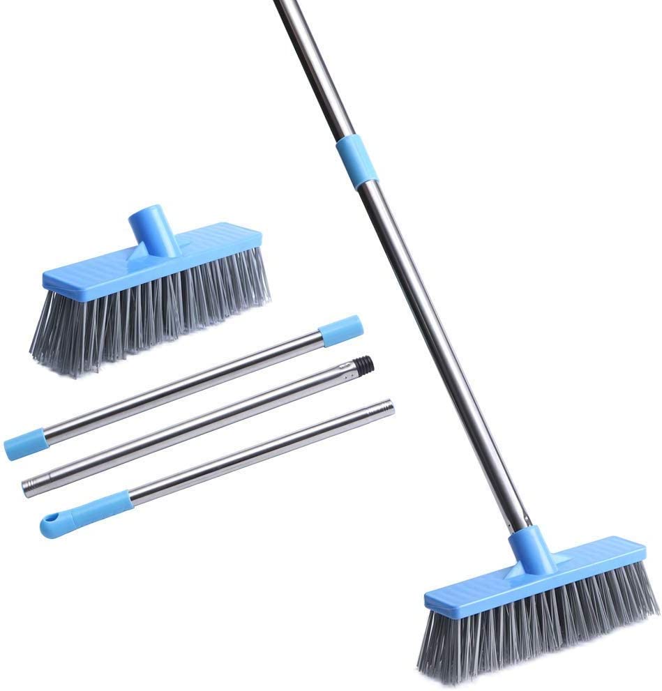 JEBBLAS Heavy Duty Hard Brush, with Stainless Steel Handle , 10" , Blue