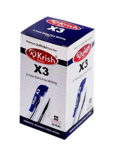 Krish X3 Ballpoint pen , 0.7mm, Blue ( Pack of 50)