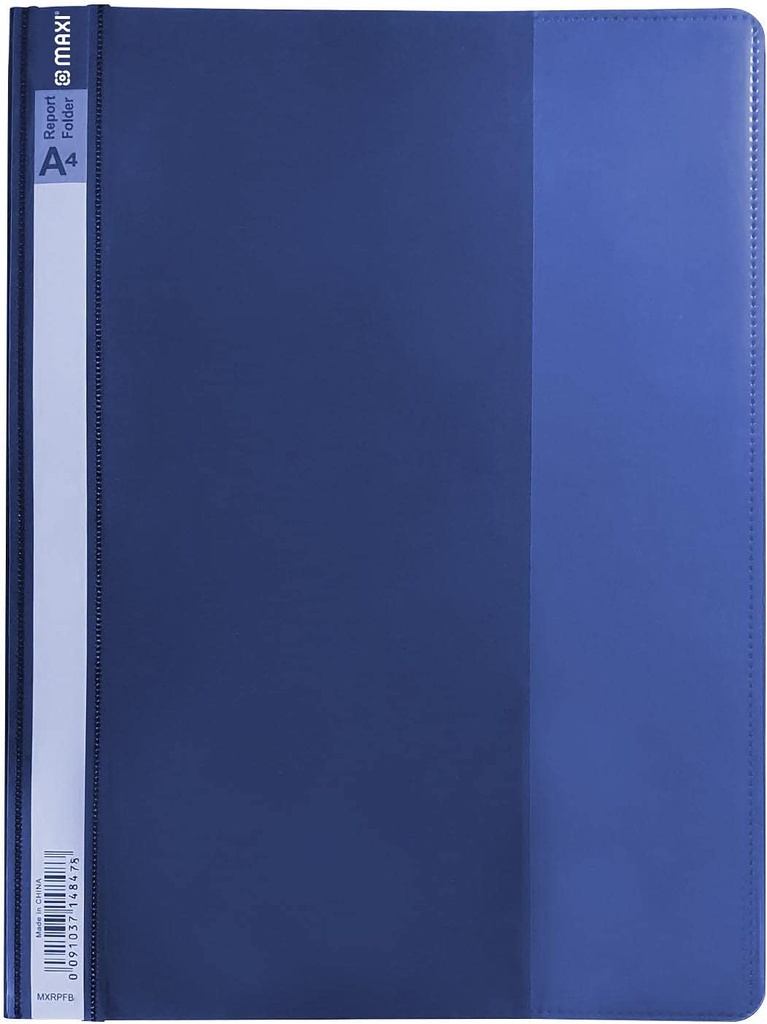MAXI Project Report File Clear Front with Fastener – A4, Dark Blue, (Box of 50)