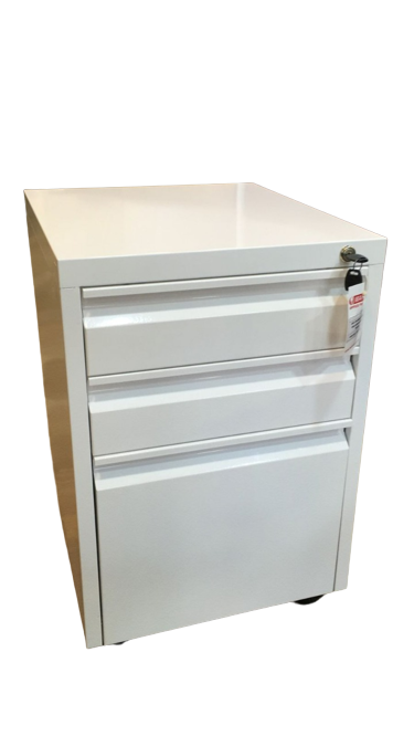 MHM MOF 3-Drawer Steel Mobile Pedestal , White