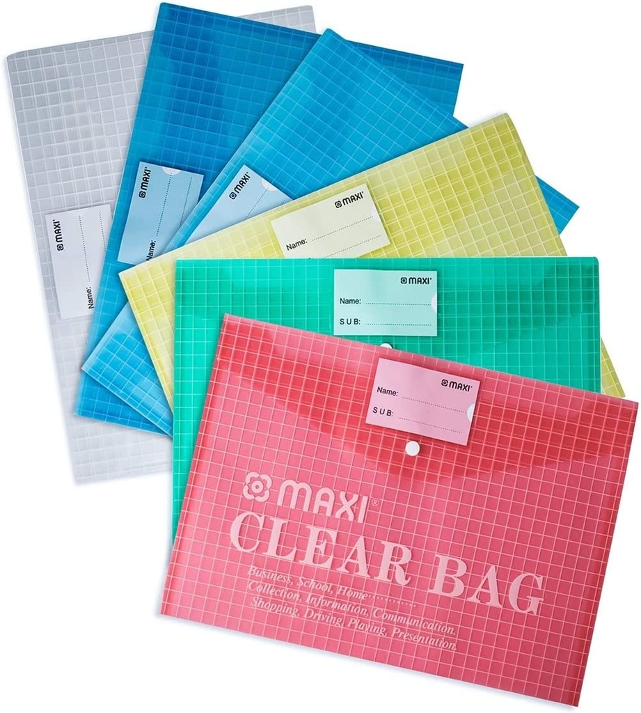 Maxi MX-CBC My Clear Bag , A4 (Pack of 12), Assorted