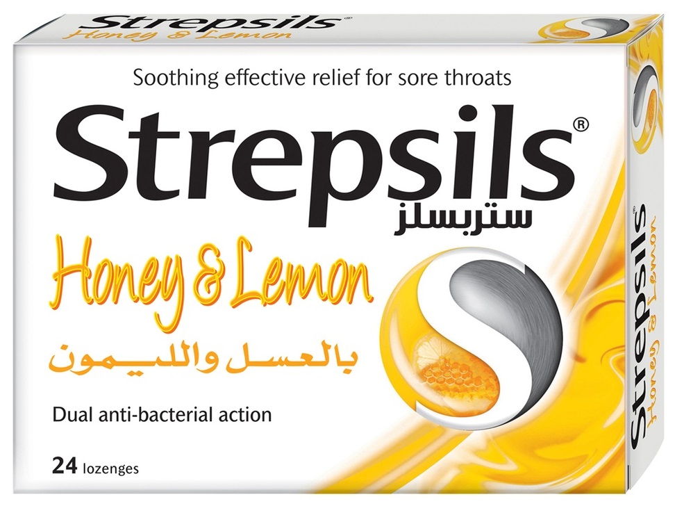 Strepsils Sore Throat Pain Relief Honey And Lemon Lozenges 24 count
