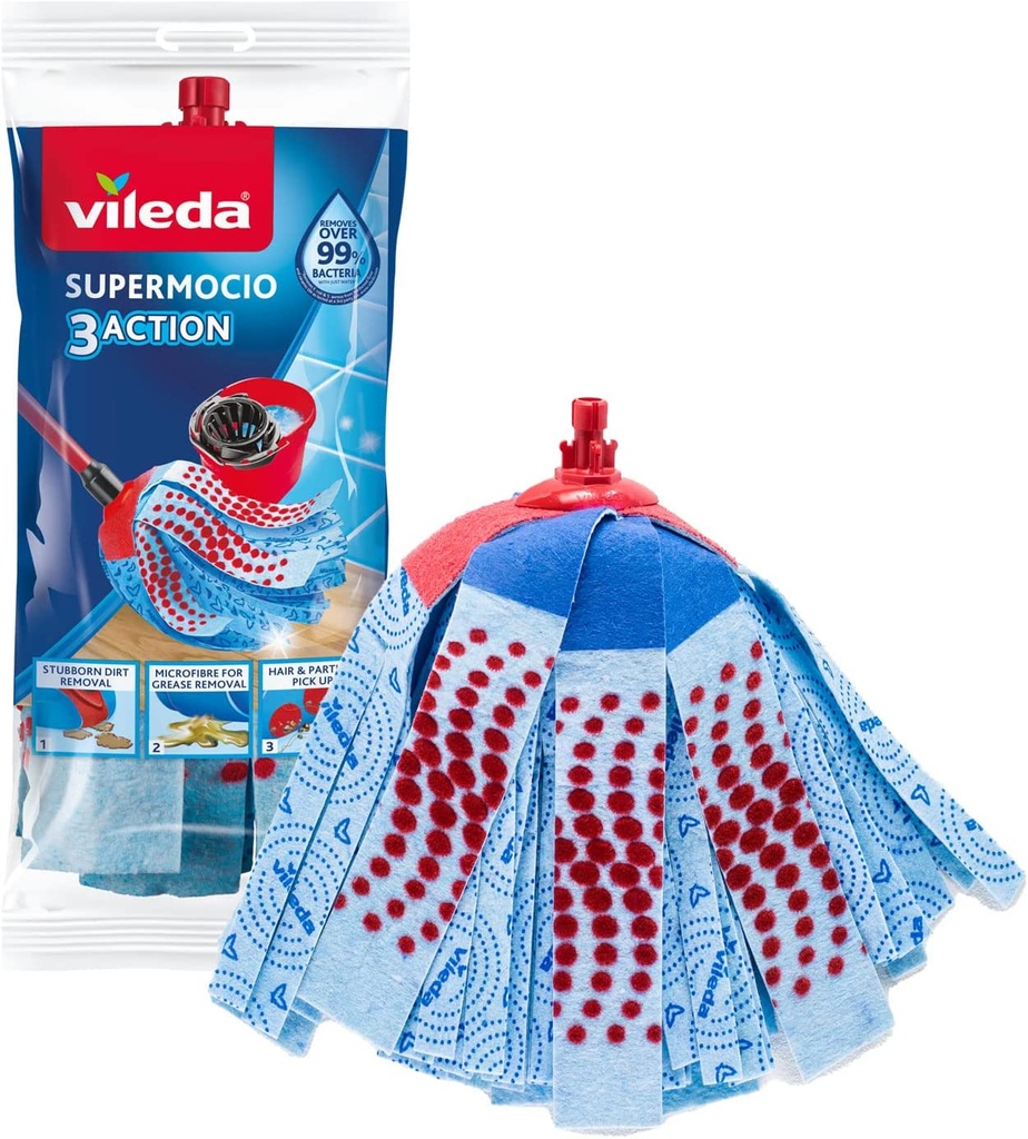 Vileda SuperMocio 3 Action Cleaning Mop Refill Only Multicolour