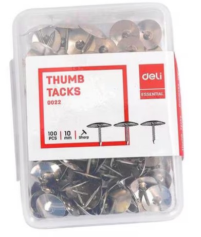 Deli Thumb Tacks 10mm Silver 100