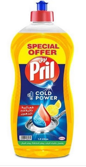 Pril Cold Powder Dishwashing Liquid , Lemon , 1.5Liter