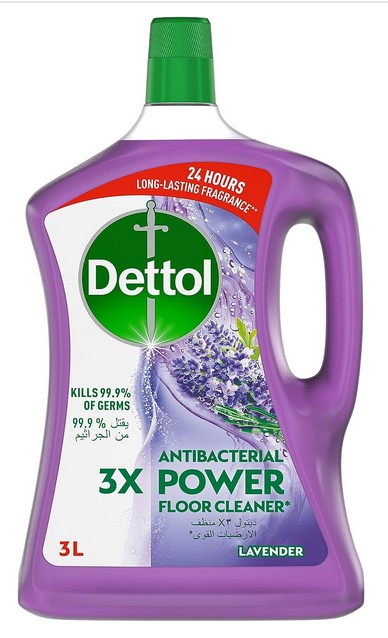 Dettol 3X Antibacterial Power Floor Cleaner, Lavender , 3L