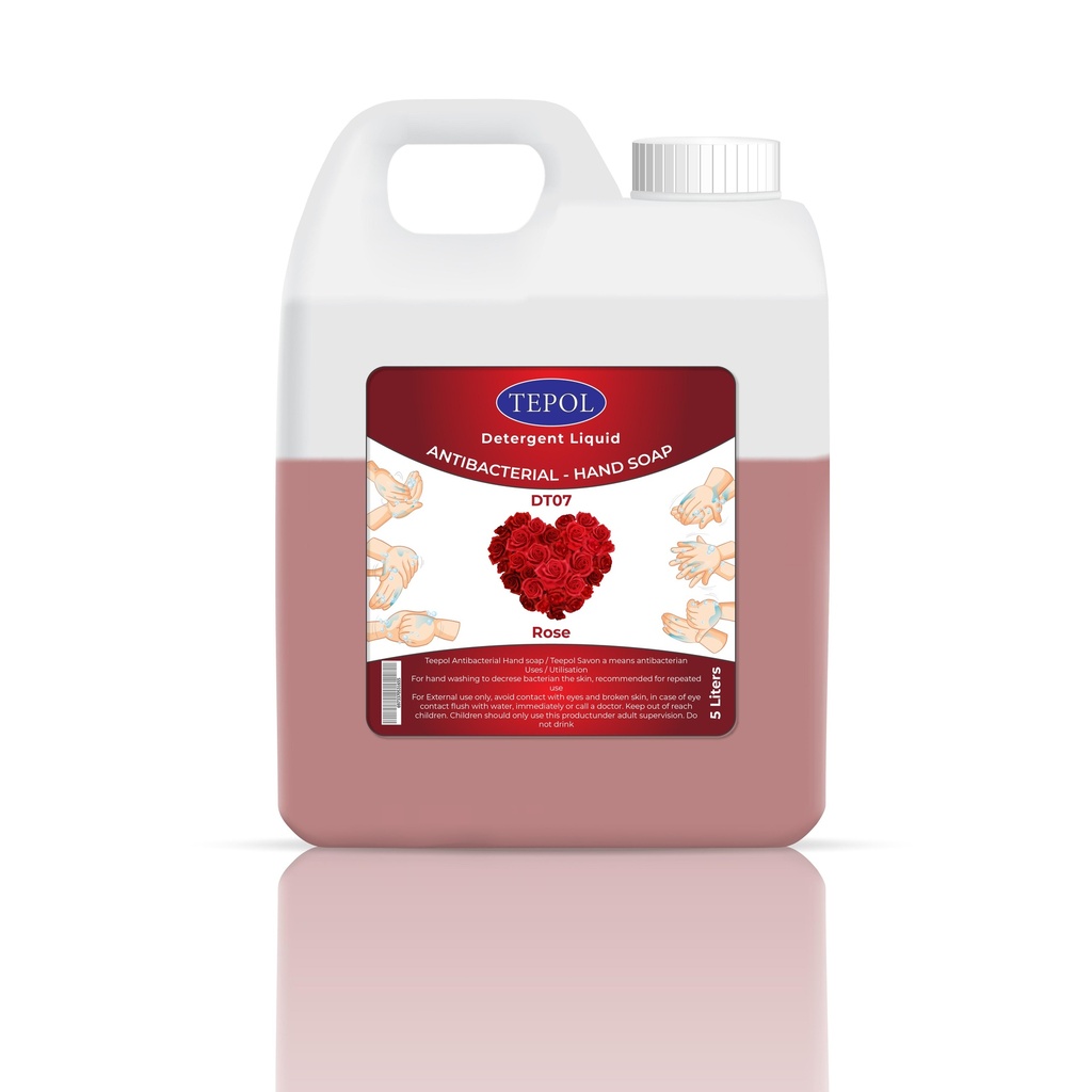 TEPOL DT07 Anti-Bacterial Liquid Hand Soap - Rose 5L