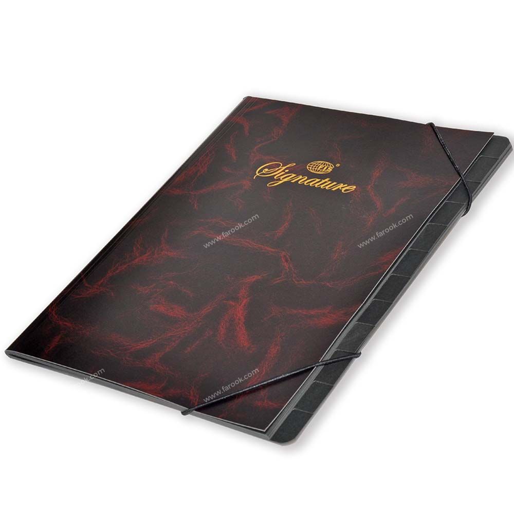 FIS FSCLSC12DBR Signature Book 12-Divisions Soft Cover, 240x312 mm, Dark Brown