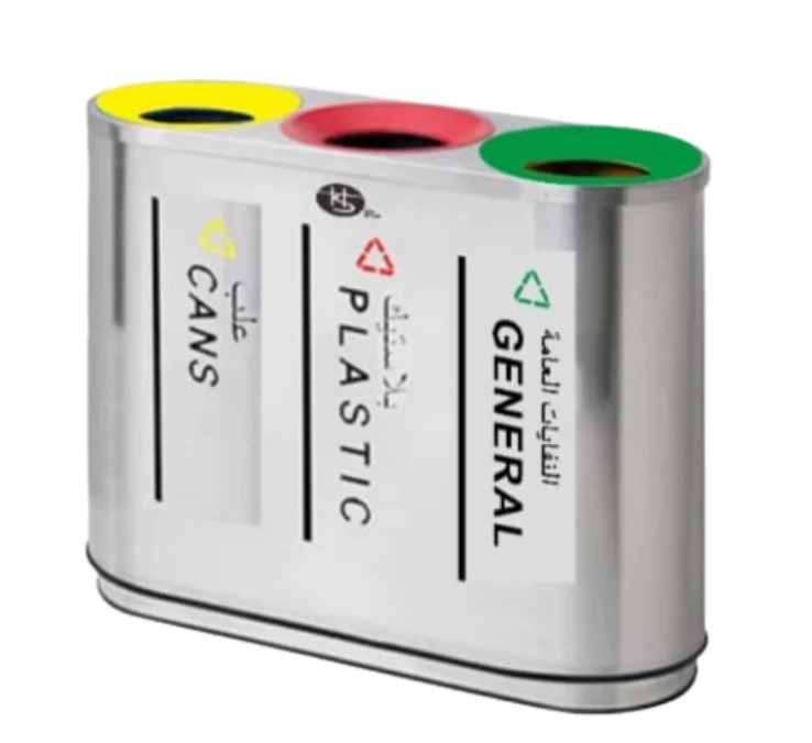 Hygiene System 3-Compartment Recycle Bin Stainless Steel Coated 138L