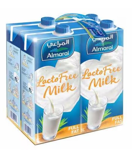 Almarai Lactofree UHT Full Fat Milk 1L (Pack of 4)