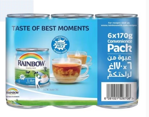 Rainbow Lite Vitamin D Evaporated Liquid Milk 170g (Pack of 6)