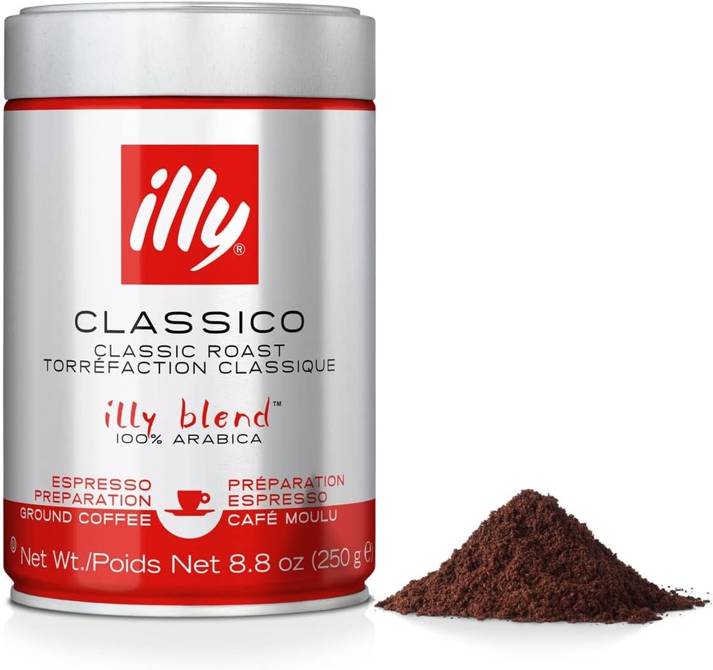 illy Arabica Coffee Blend Medium Roast Classico Ground Espresso - 250 grams