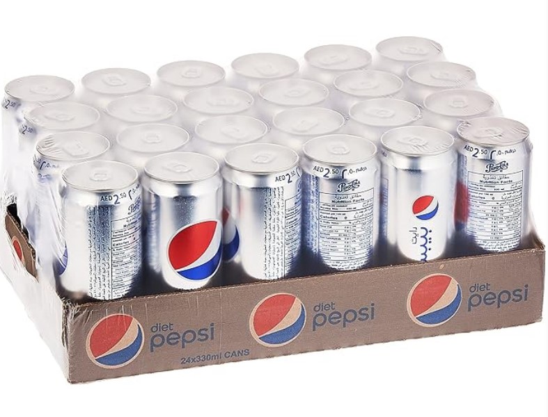 Diet Pepsi Carbonated Soft Drink in Can , 330ml (Pack of 24)