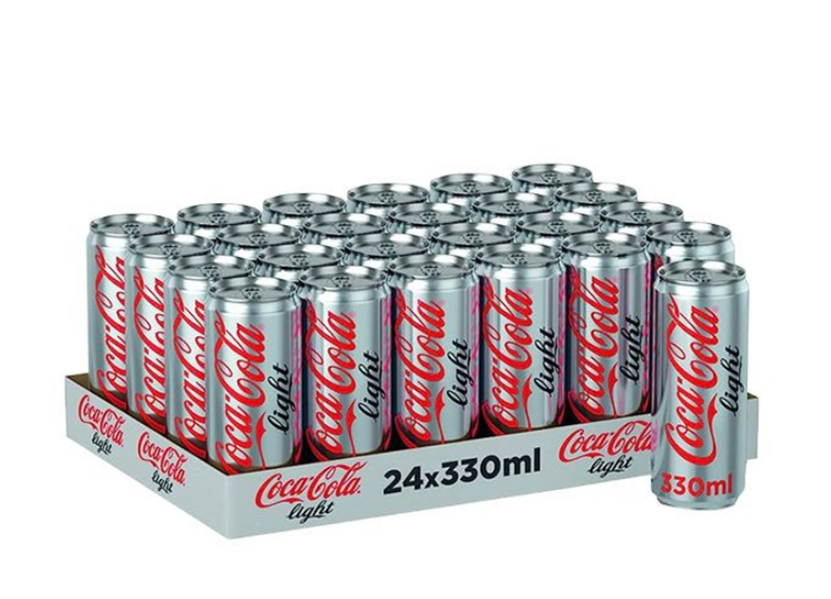 Coca-Cola Light Carbonated Soft Drink , Can -330 ML (Pack of 24)