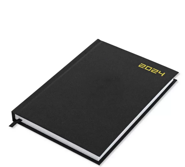 FIS FSDI21E24BK 2024 A5 Diary,Vinyl, English Hard Cover Black