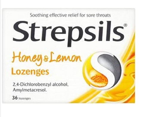 Strepsils Sore Throat Pain Relief Honey And Lemon Lozenges 36 count