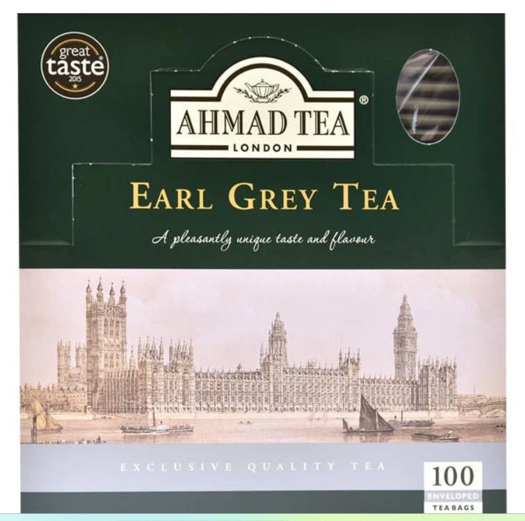 Ahmad Tea London Enveloped Earl Grey Black Tea 100 Tea Bags(AHT-015-0)