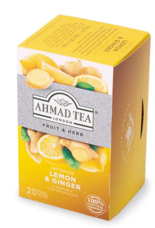 AHMAD TEA LONDON LEMON & GINGER Aluminum pack - 20 tea bags(AHT-027-0)