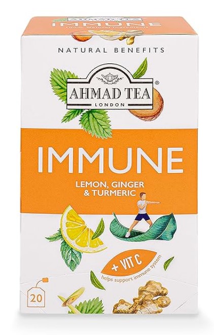 AHMAD TEA LONDON Lemon, Ginger & Turmeric "Immune" Infusion tea Aluminum pack - 20 tea bags(AHT-031-0)