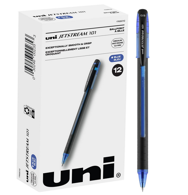 Uni-ball Jetstream 101, Blue (1.0mm ) Medium  (Pack of 12)