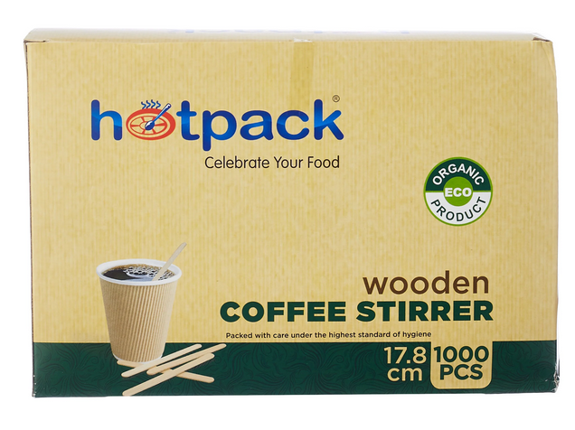 Hotpack Disposable Wooden Coffee Stirrer 17.8cm ( Pack of 1000)