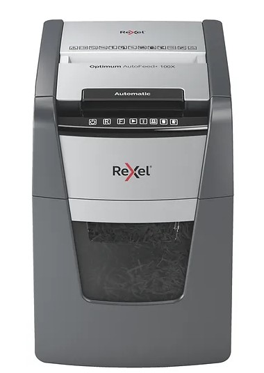 Rexel Optimum AutoFeed+ 100X Automatic Cross Cut Paper Shredder P4 - Black