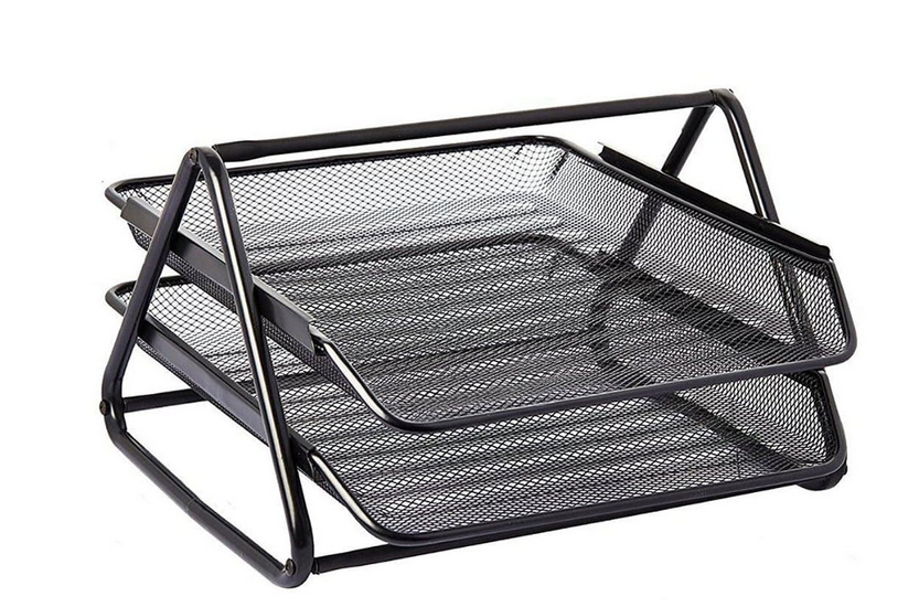 Partner Metal Mesh 2-Tier Document Tray, Black