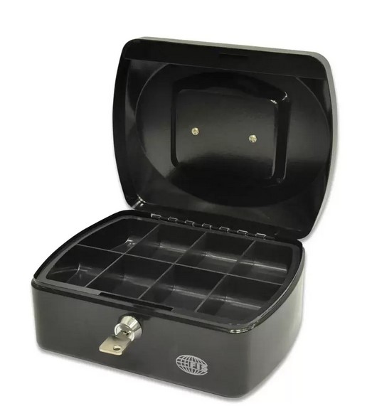 FIS FSCPTS0130BK Cash Box with Key Lock, 8 Inch ,Black