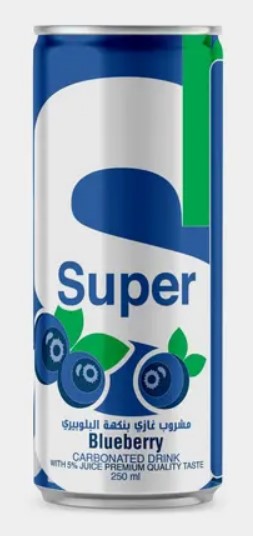 Super Blueberry Carbonated Drink 250 ml (Pack of 24 in cans)