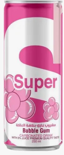 Super Bubble Gum Carbonated Drink 250 ml (Pack of 24 in cans)