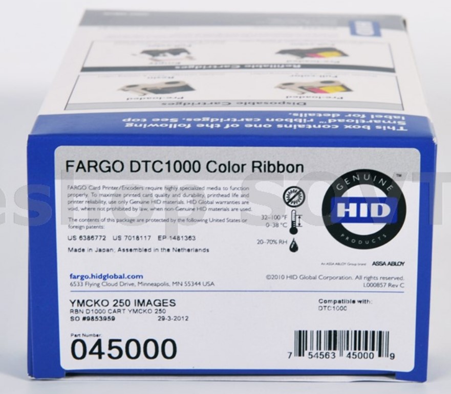 FARGO DTC1000 YMCKO 045000 cartridge w/ Cleaning Roller