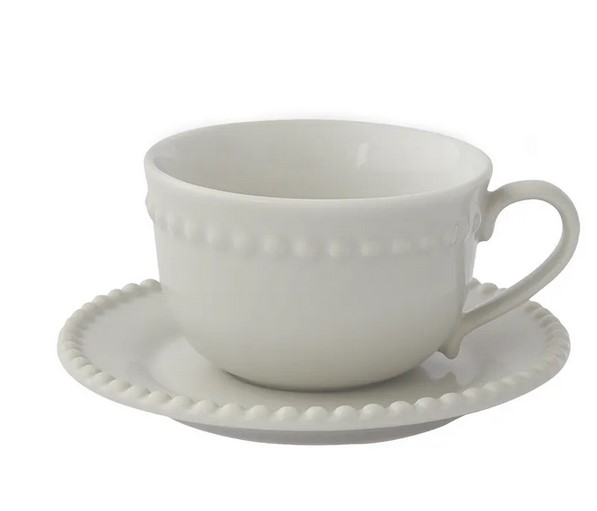 HRU Porcelain Coffee Cup & Saucer, Grey - 250 ml