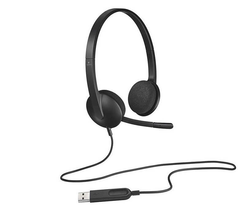 Logitech H340 USB Wired Computer Headset with Mic, Black