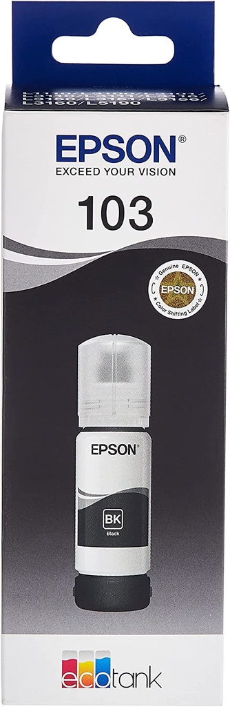 Epson 103 Ecotank Ink Bottle, Black Ink For Printer Refill, 65ml