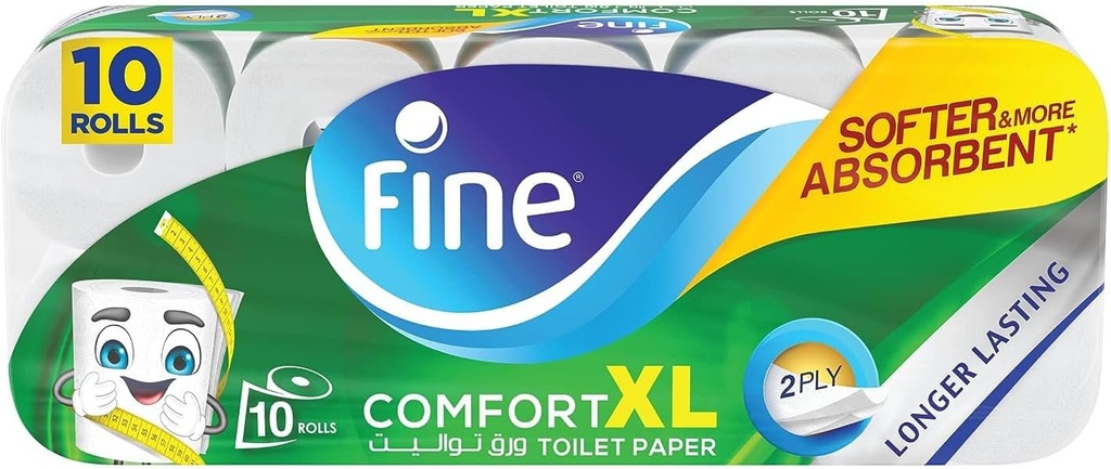 FINE XL Toilet Paper Roll - 2-Ply, 350 Sheets (10 rolls) x 4 packs